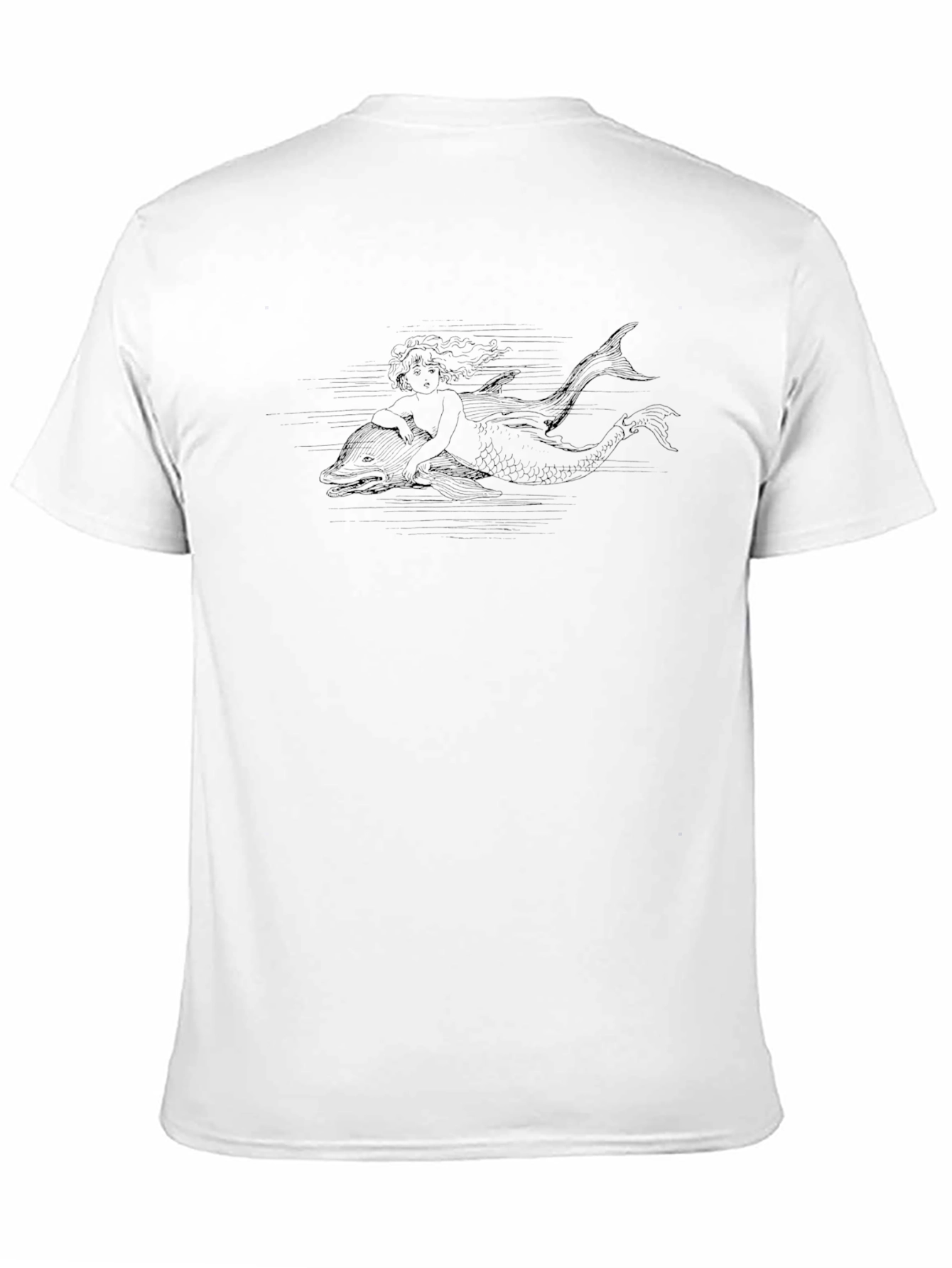 Black T-Shirt with Mermaid & Dolphin Design
