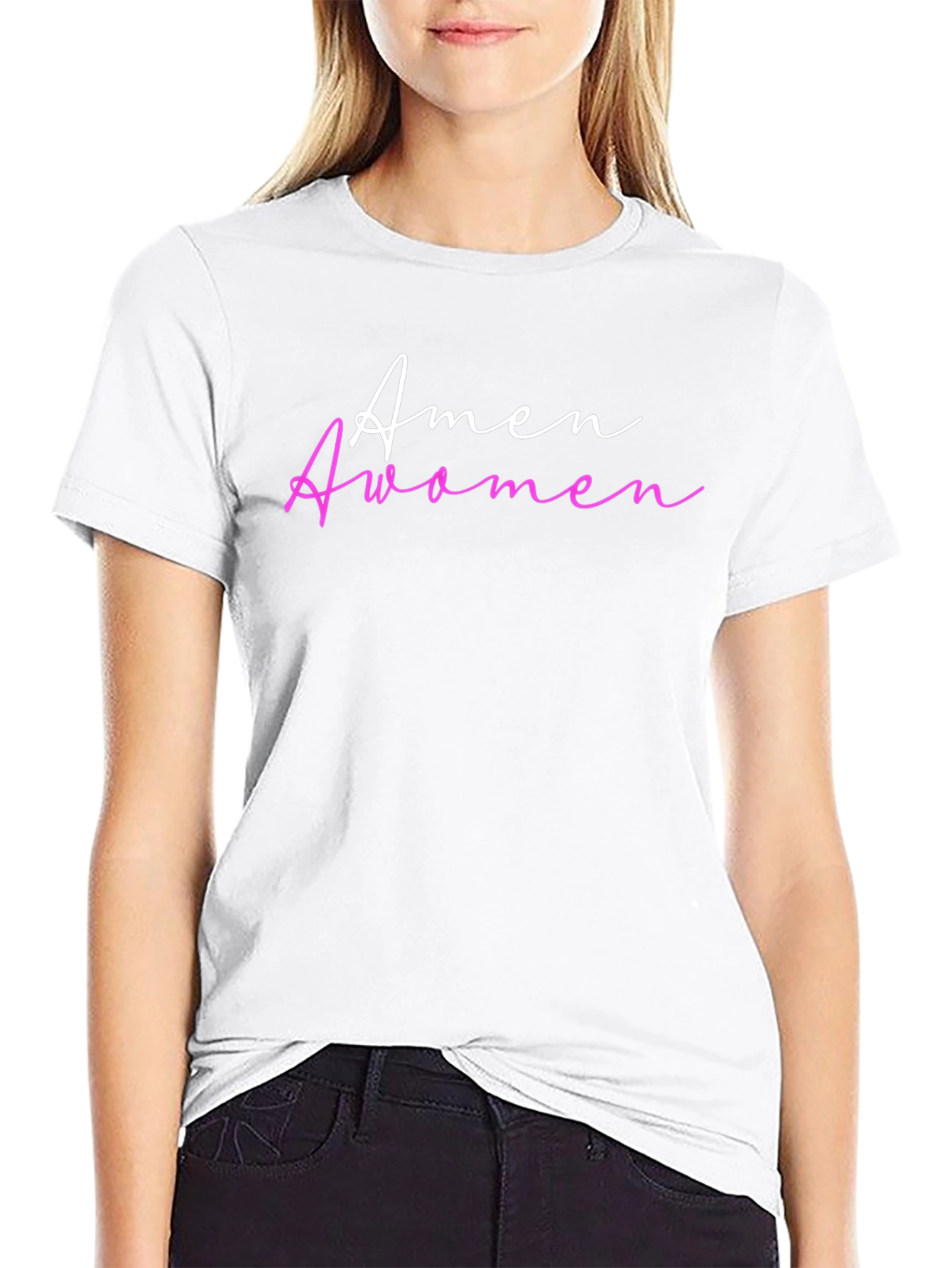 Amen Awomen T-Shirt - Trendy Slogan Tee