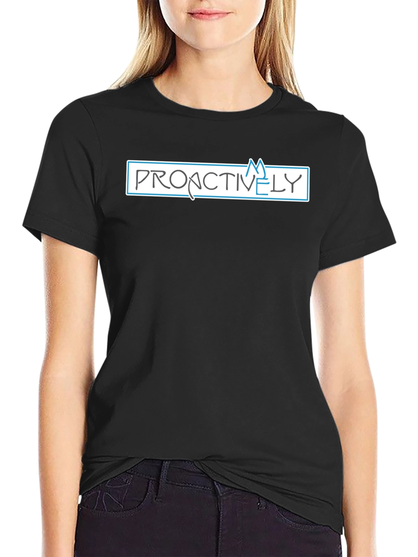 Proactively Graphic Tee - Black Cotton T-Shirt
