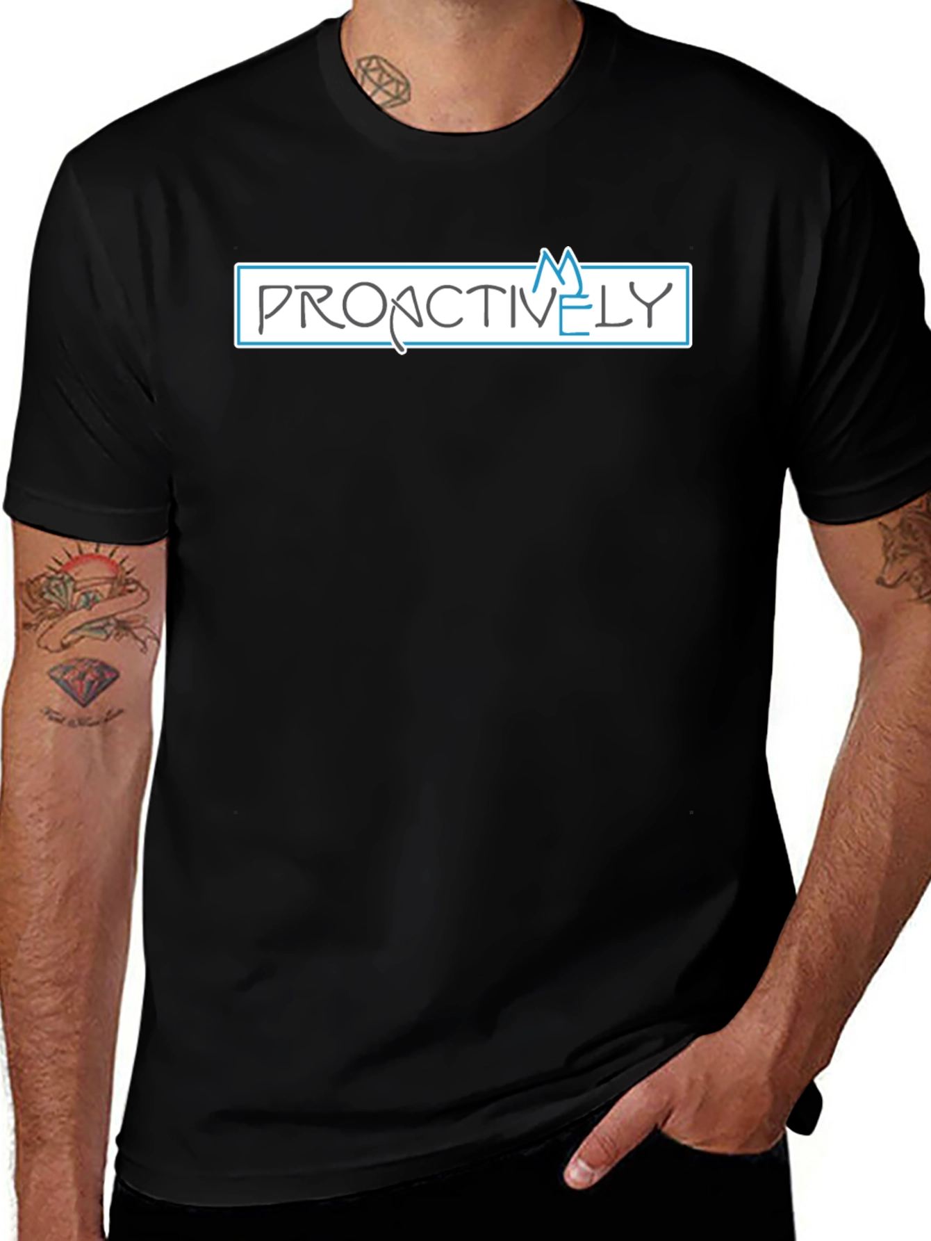 Proactively Graphic Tee - Black Cotton T-Shirt
