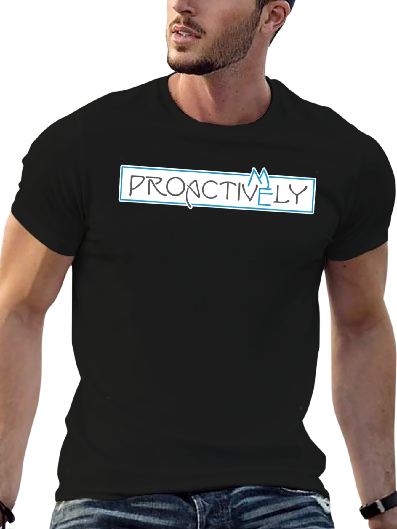 Proactively Graphic Tee - Black Cotton T-Shirt