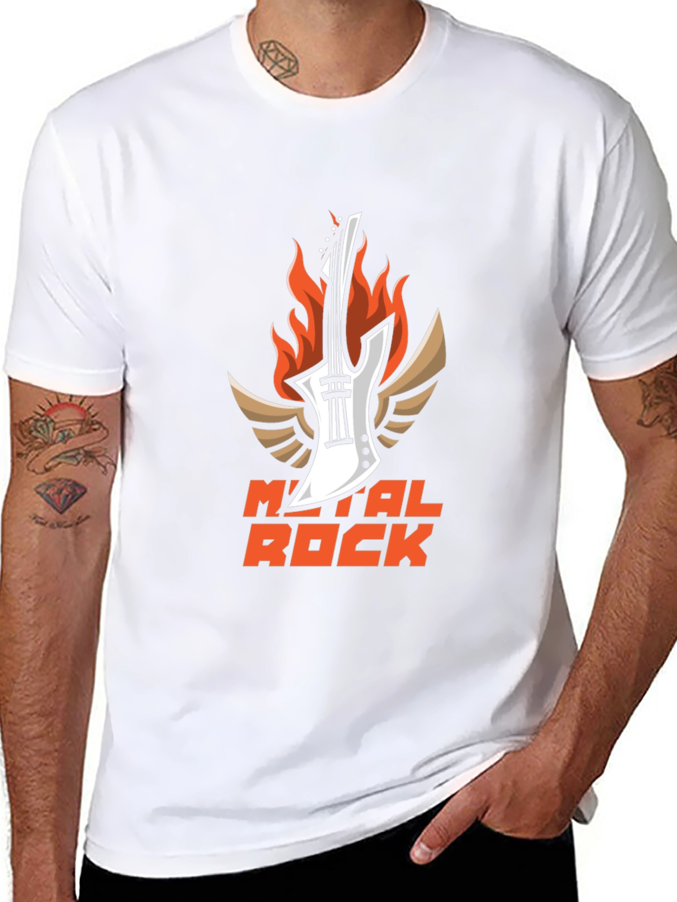 Metal Rock Guitar T-Shirt - Black