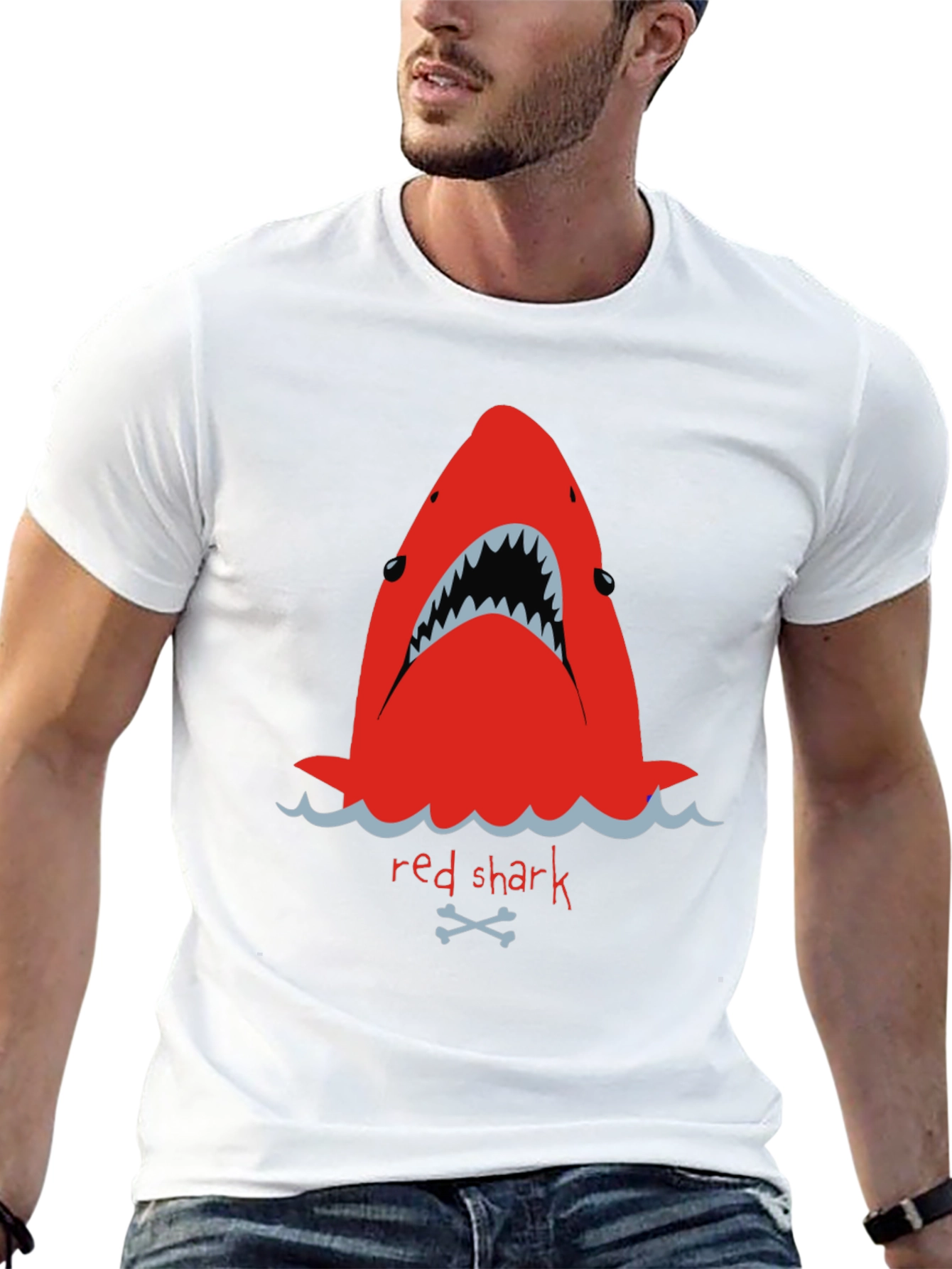 Red Shark Graphic Tee - Mens Black T-Shirt
