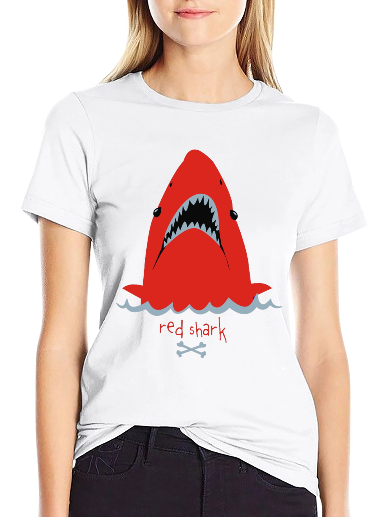 Red Shark Graphic Tee - Mens Black T-Shirt