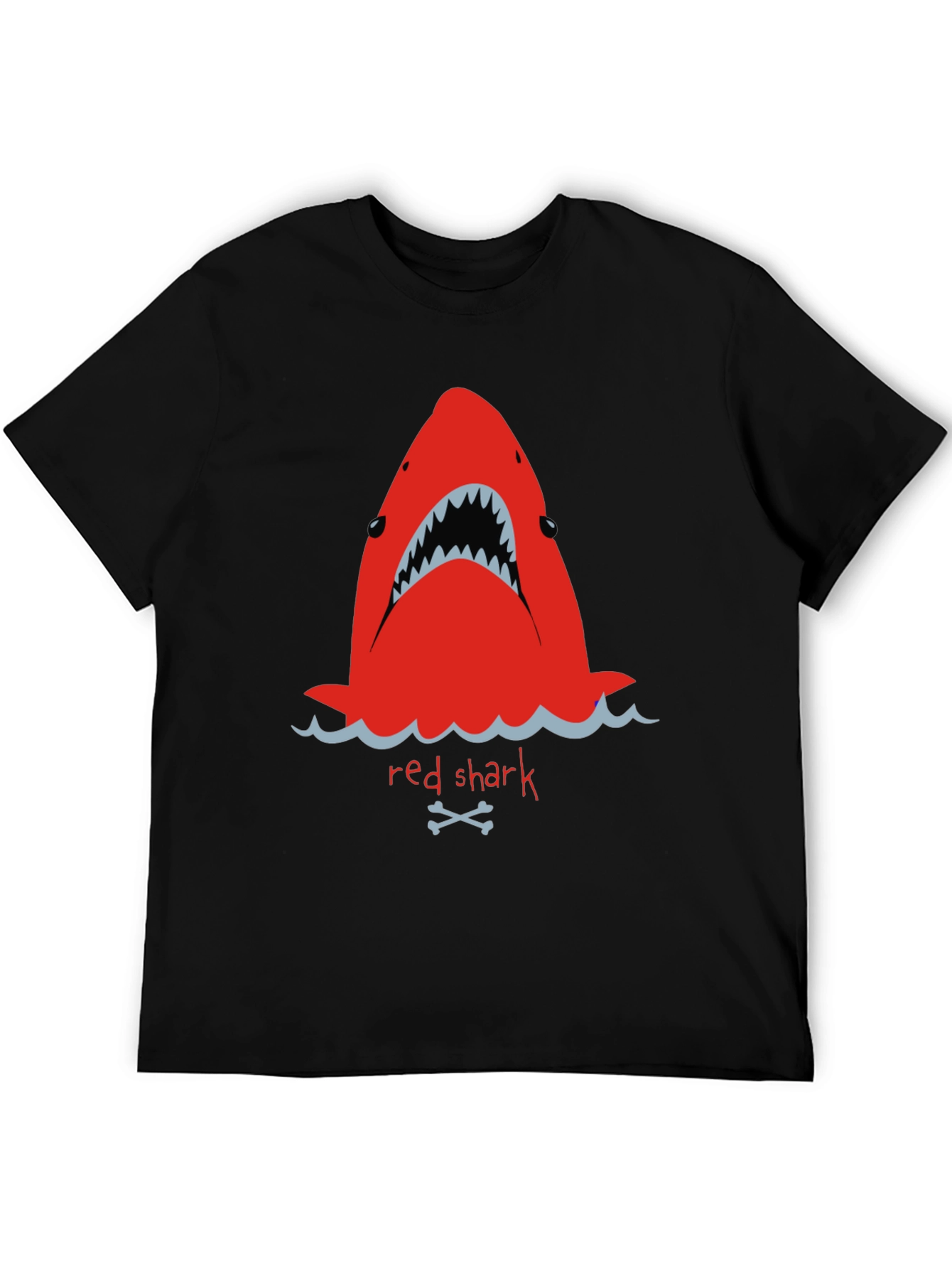 Red Shark Graphic Tee - Mens Black T-Shirt