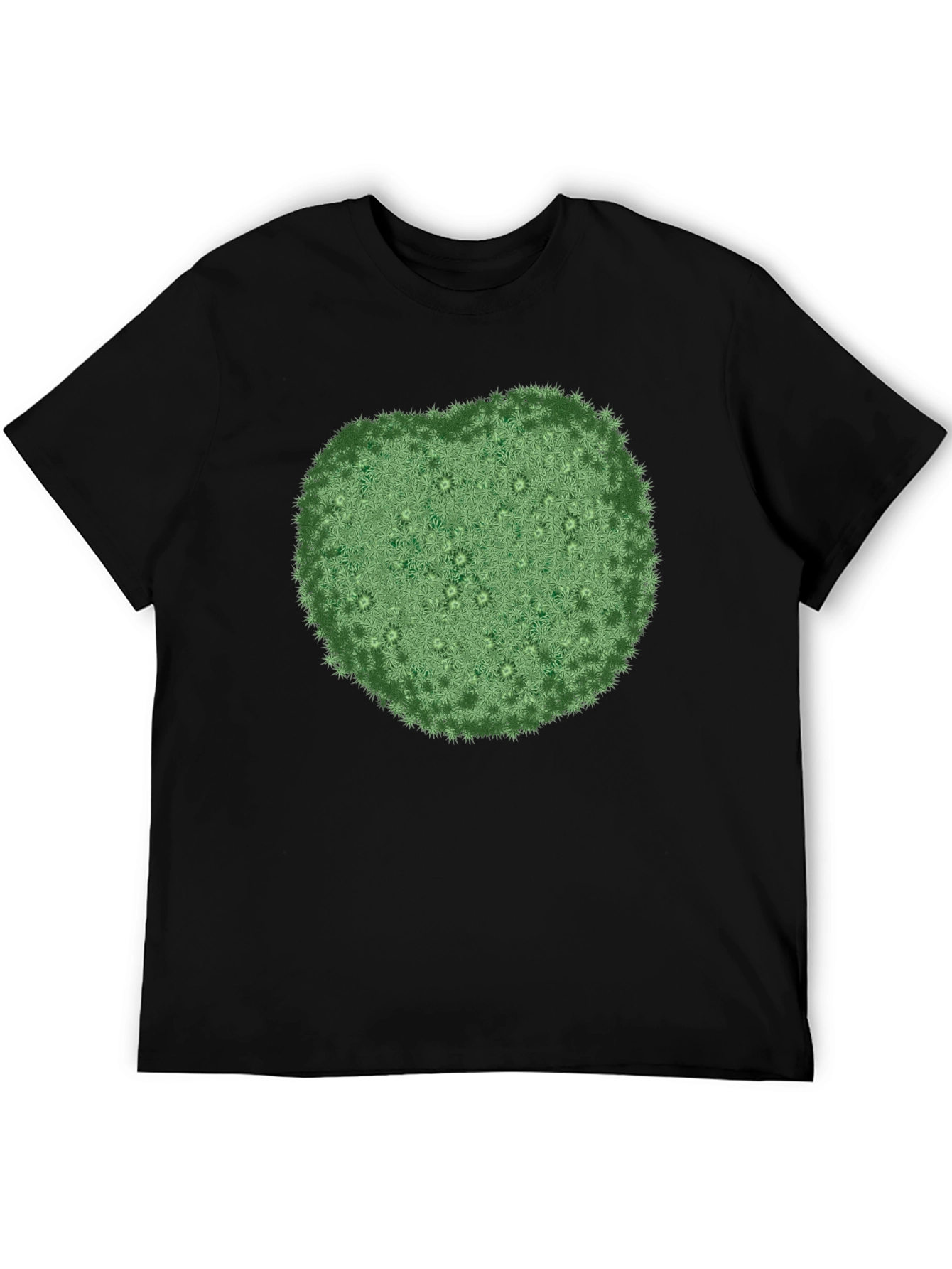 Unique Green Botanical Print Black T-Shirt