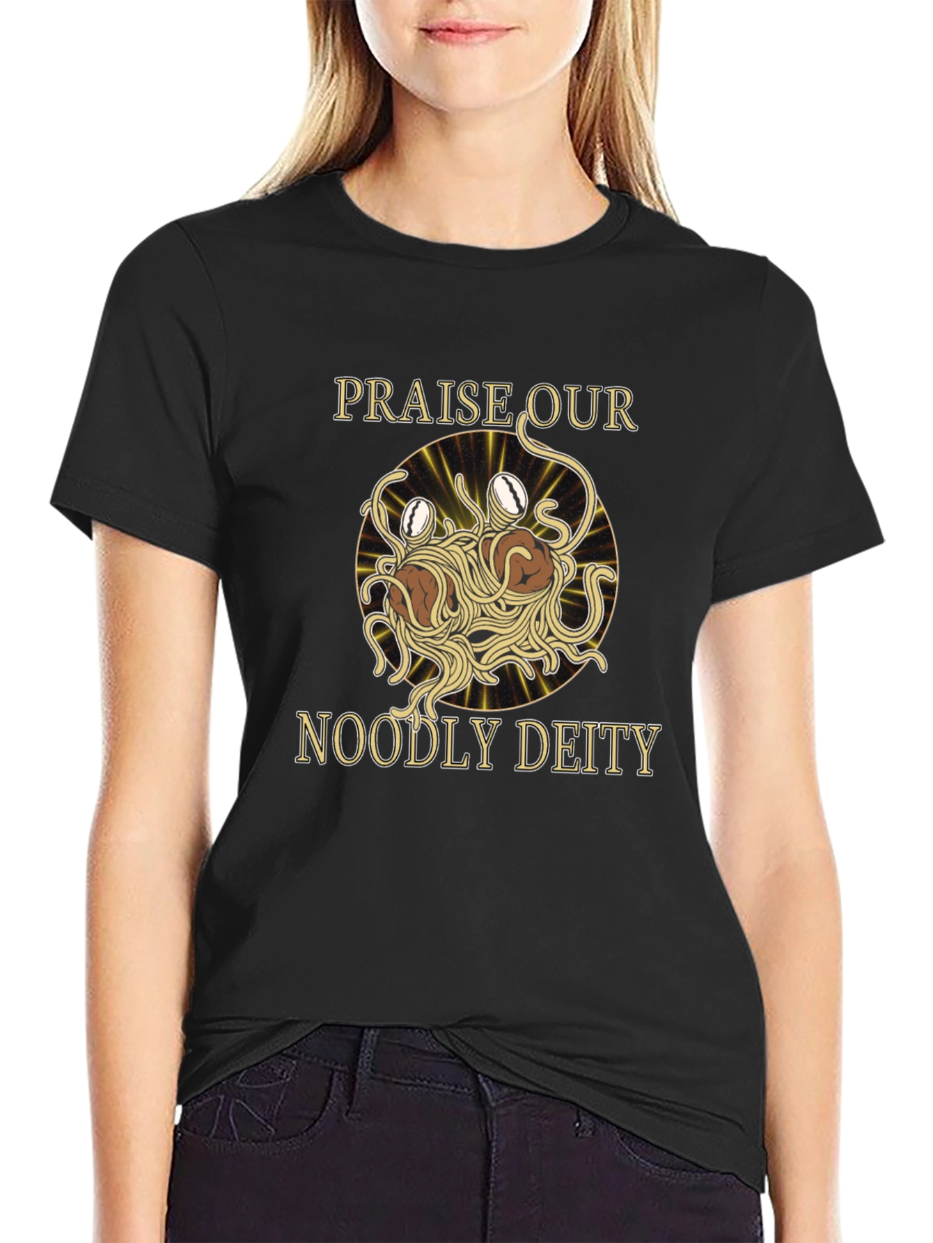 Noodly Deity T-Shirt - Funny Spaghetti Monster Graphic Tee
