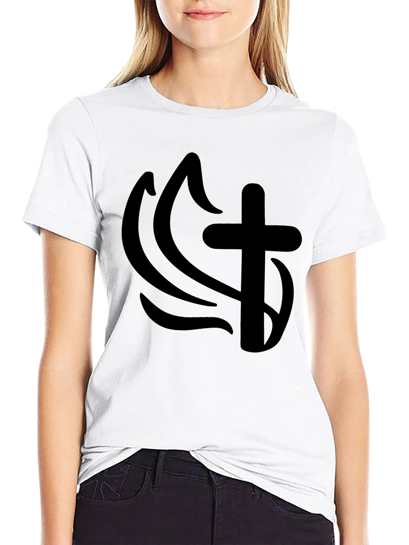 Cross & Flame Graphic T-Shirt - Mens Black Tee