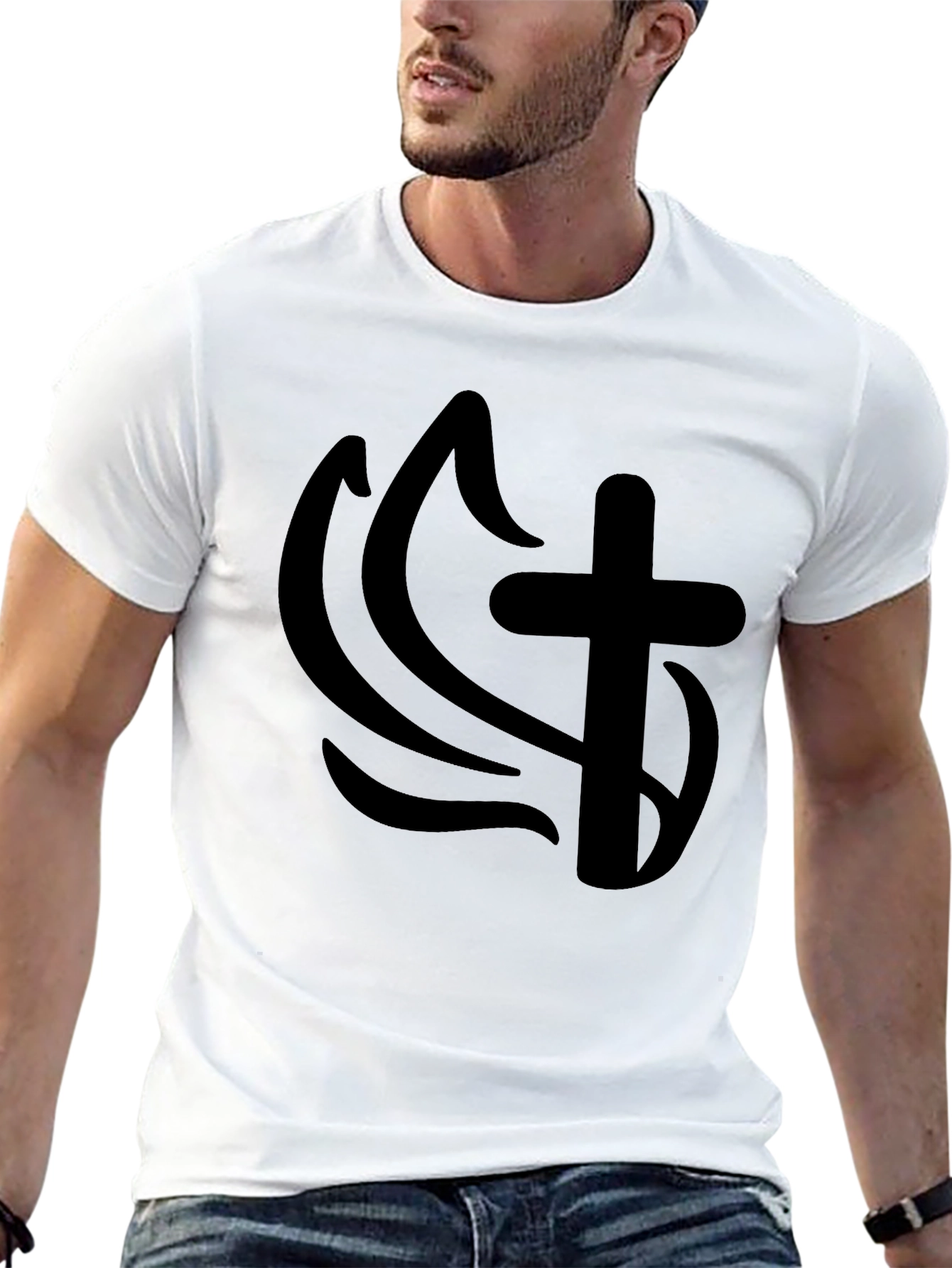 Cross & Flame Graphic T-Shirt - Mens Black Tee