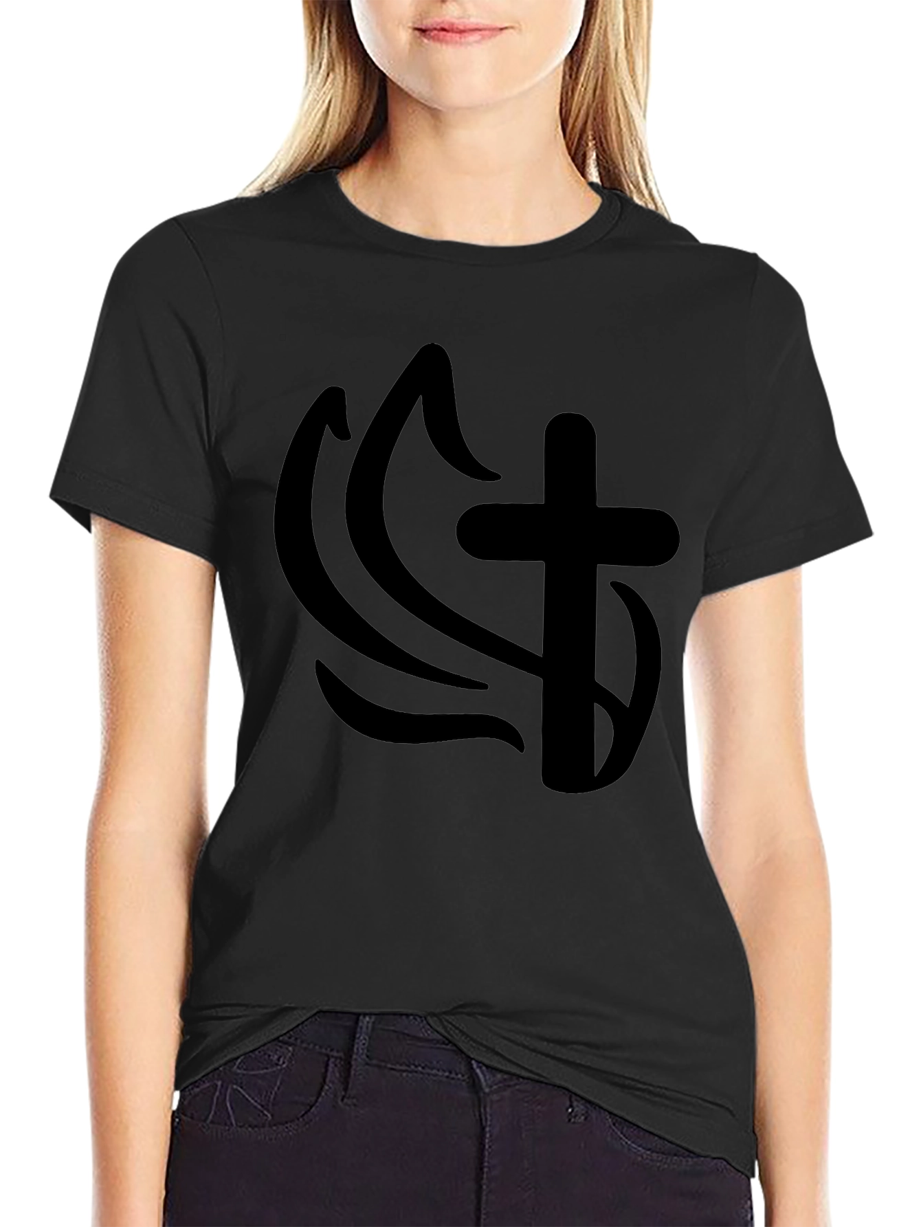 Cross & Flame Graphic T-Shirt - Mens Black Tee