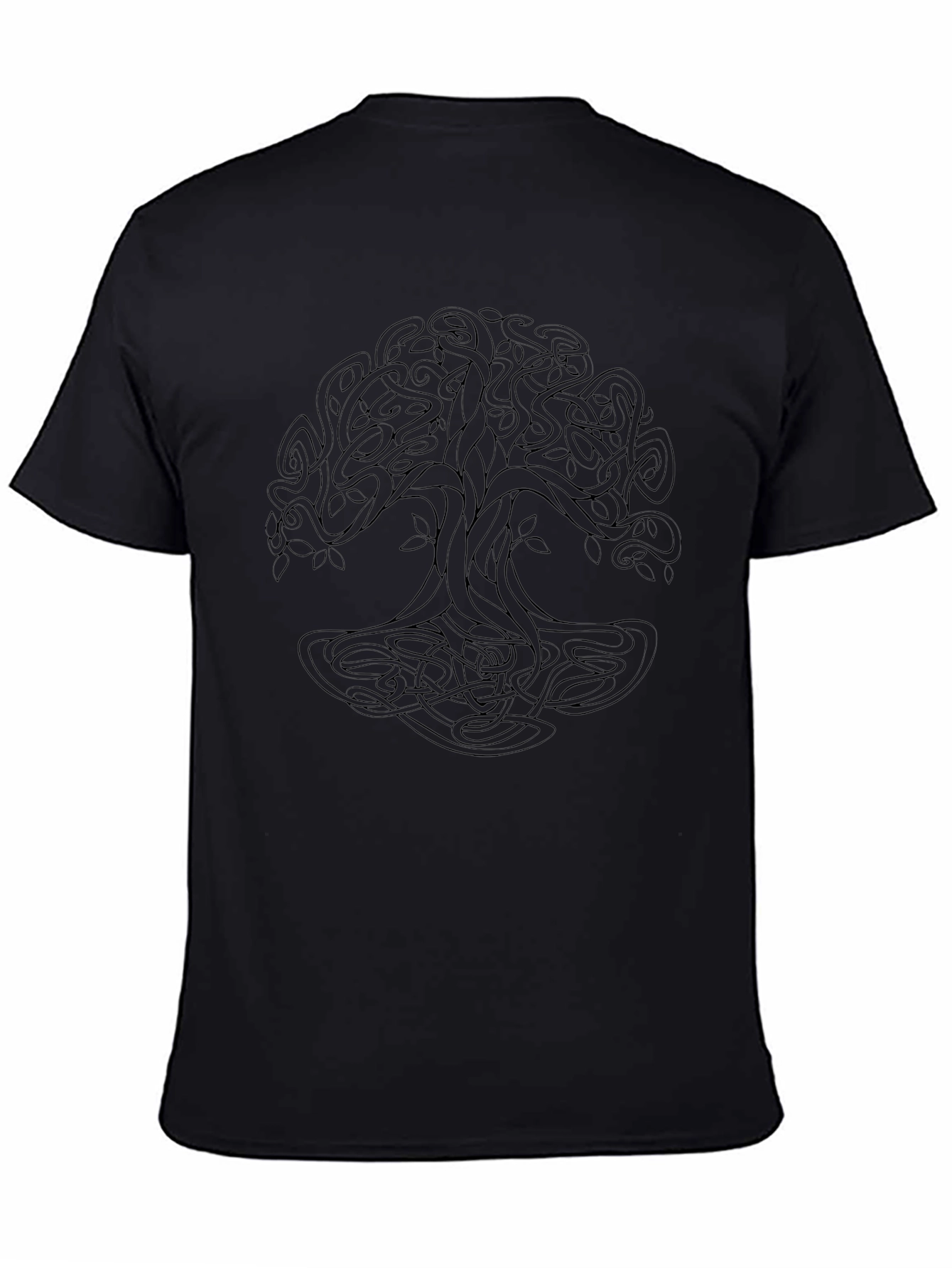 Mens Black T-Shirt with Celtic Tree of Life Design