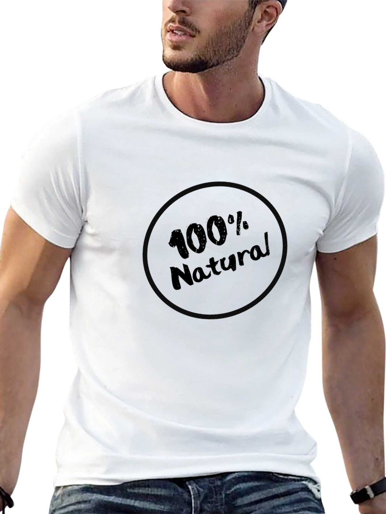 100% Natural Black Graphic Tee - Soft Comfort