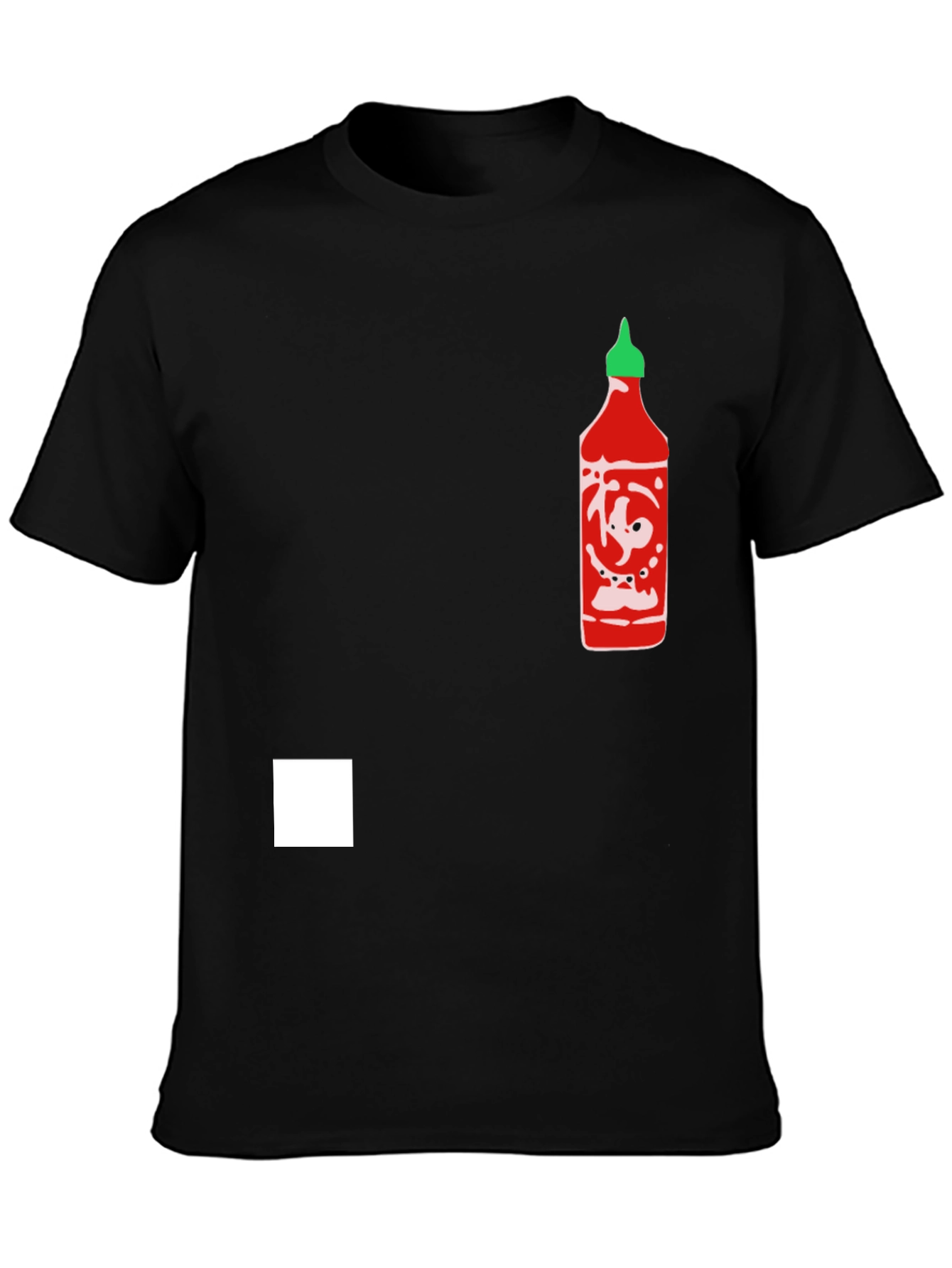 Sriracha Bottle Graphic Tee - Black Cotton Blend