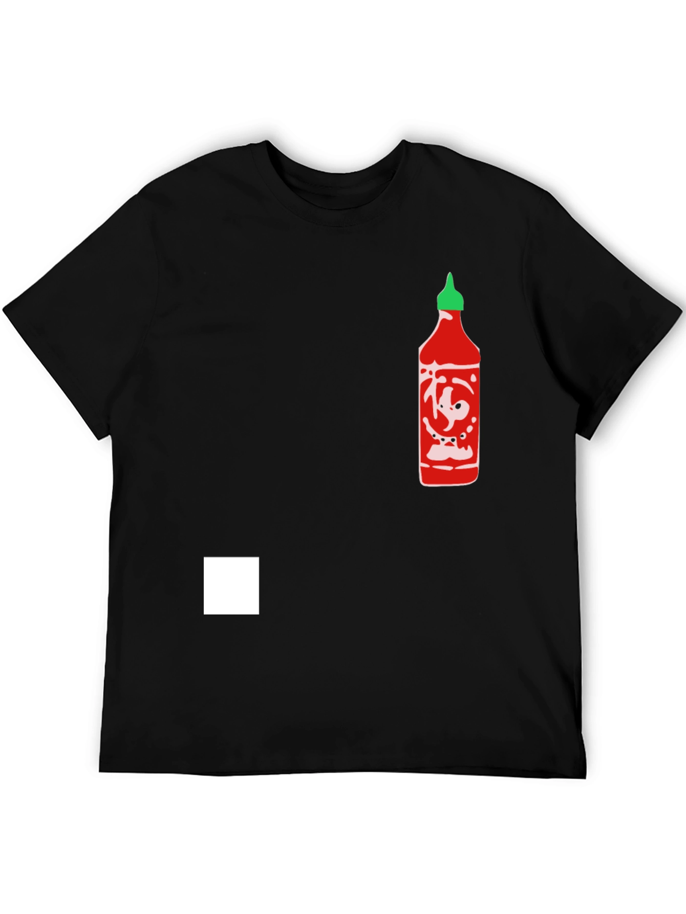 Sriracha Bottle Graphic Tee - Black Cotton Blend