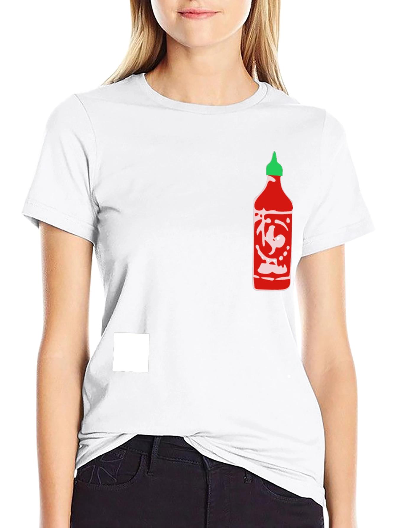 Sriracha Bottle Graphic Tee - Black Cotton Blend