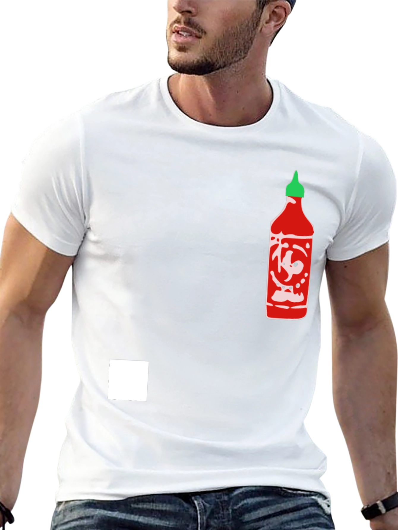Sriracha Bottle Graphic Tee - Black Cotton Blend