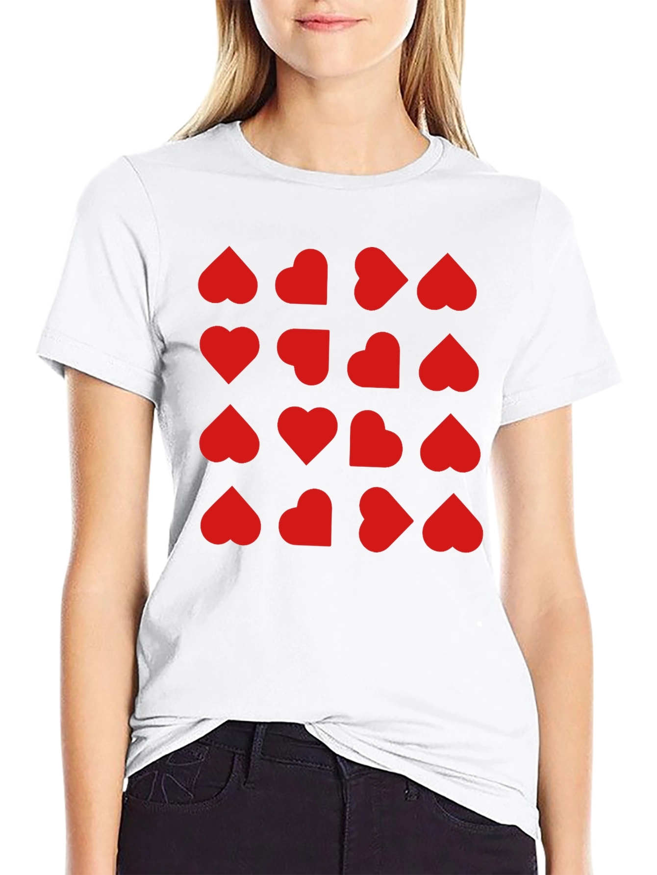 Heart Pattern T-Shirt - Trendy Valentines Day Tee