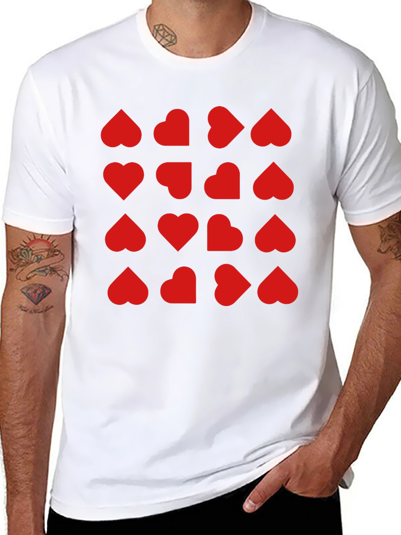 Heart Pattern T-Shirt - Trendy Valentines Day Tee