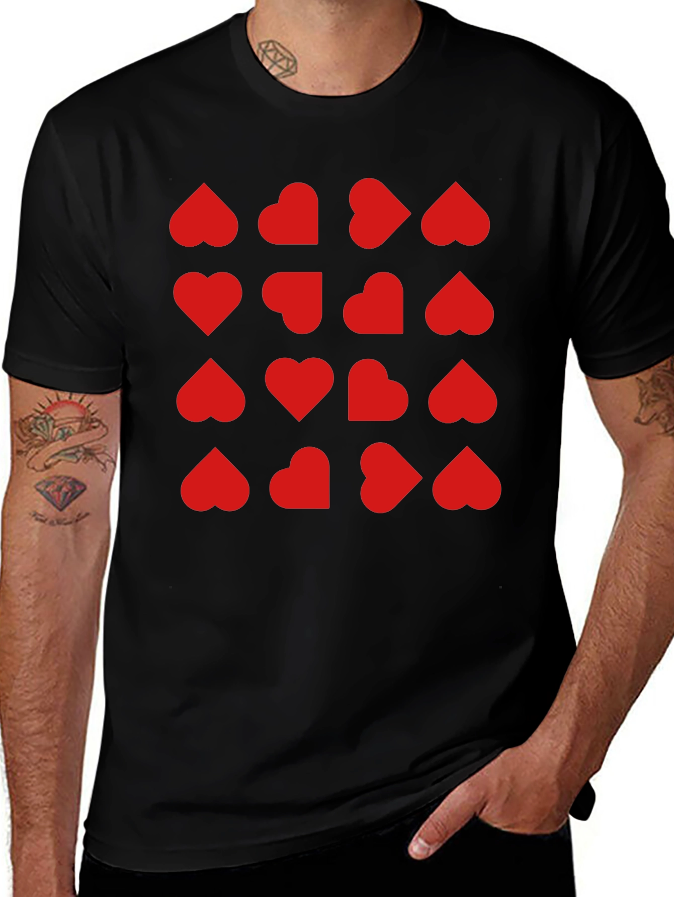 Heart Pattern T-Shirt - Trendy Valentines Day Tee