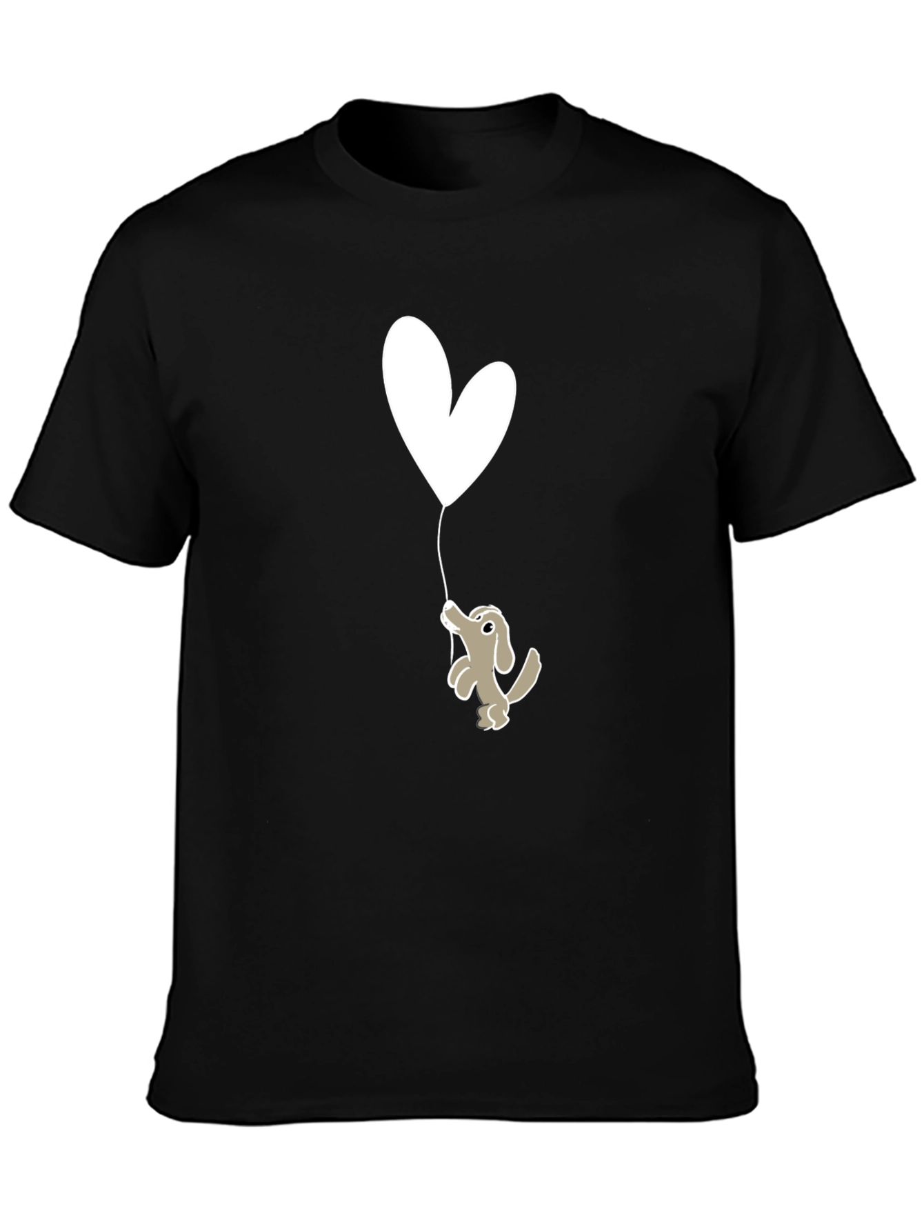 Dog Holding Heart Balloon Graphic Tee