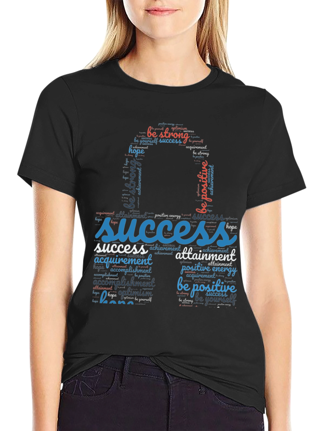 Inspirational Word Art T-Shirt - Be Positive!