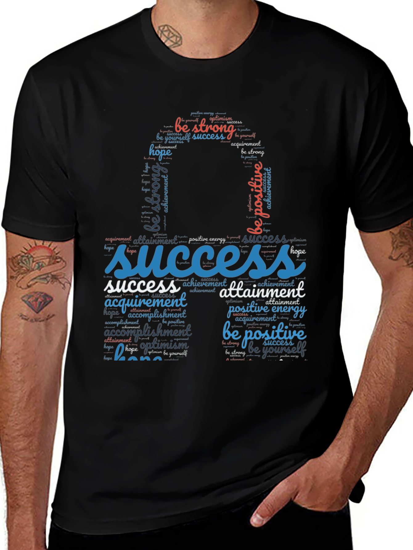 Inspirational Word Art T-Shirt - Be Positive!