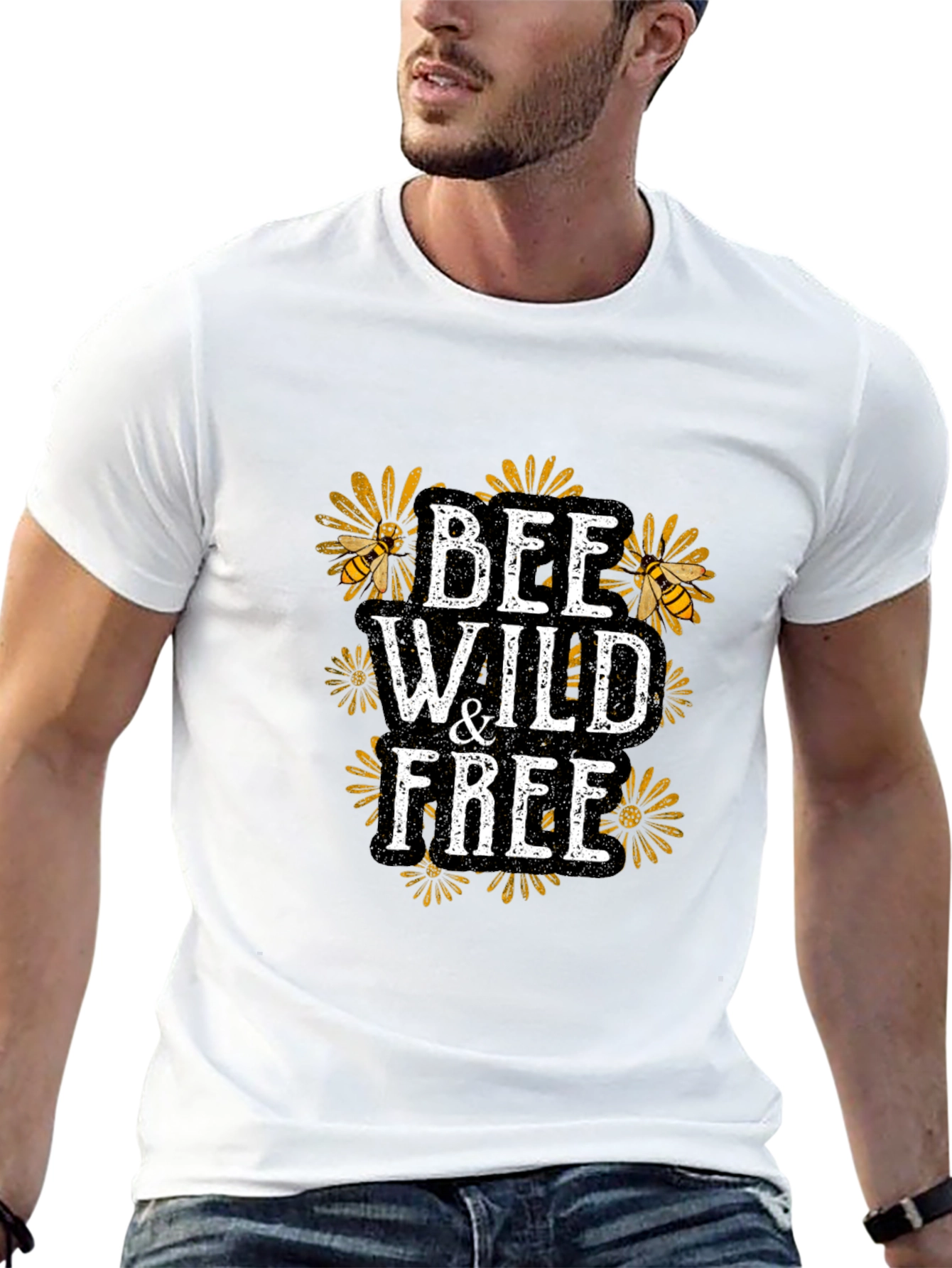 Bee Wild & Free Graphic T-Shirt - Black
