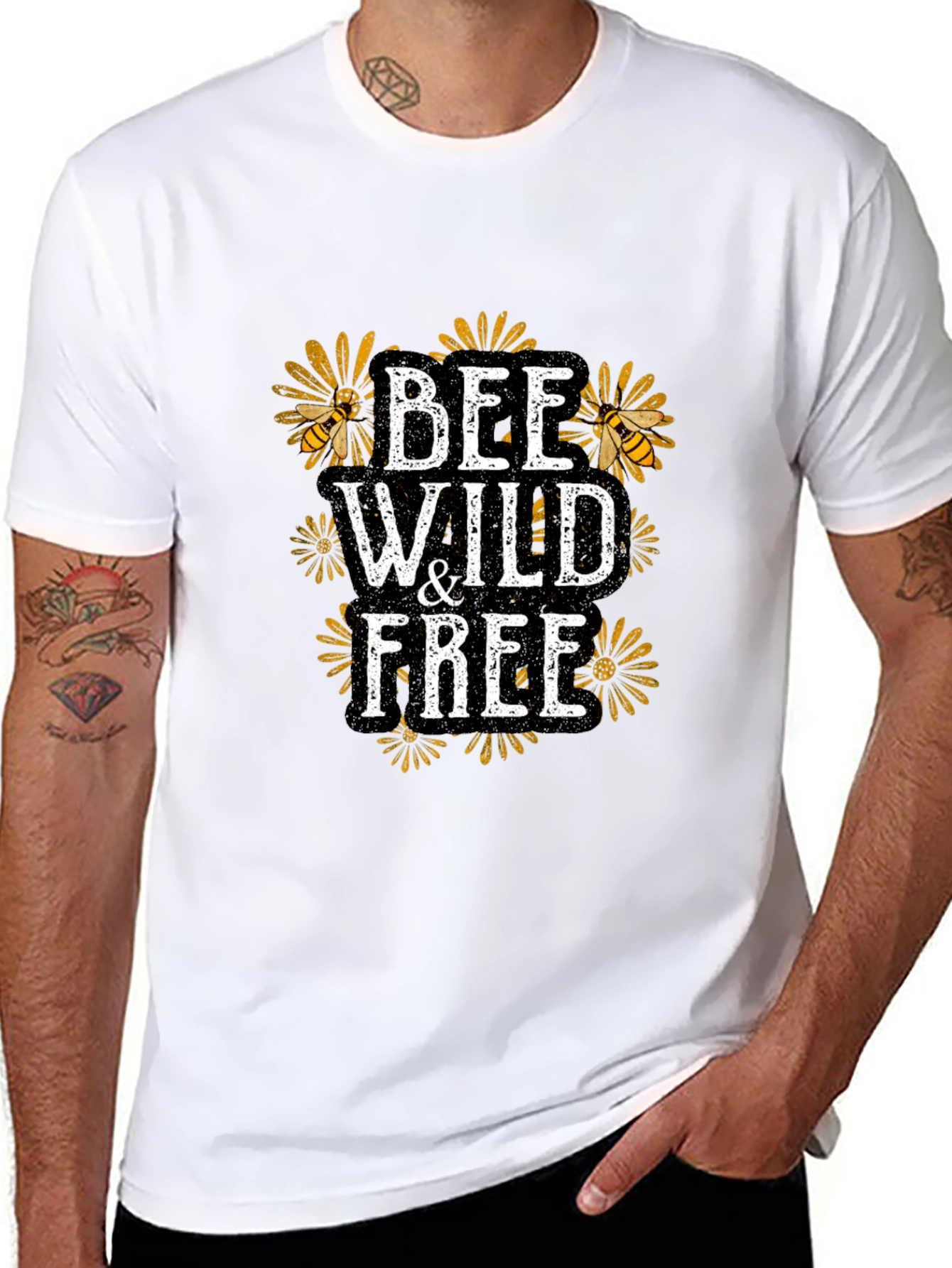 Bee Wild & Free Graphic T-Shirt - Black
