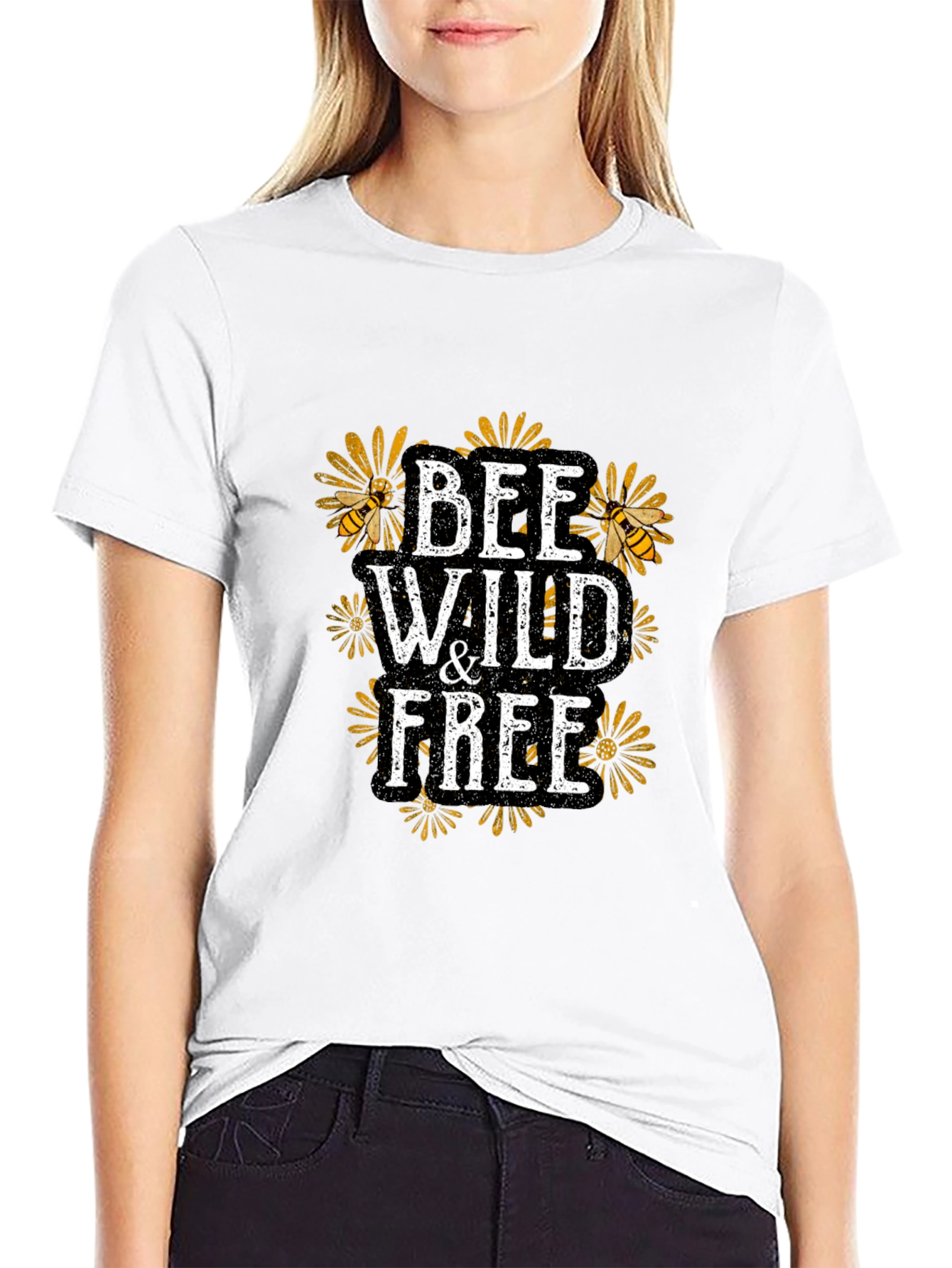 Bee Wild & Free Graphic T-Shirt - Black