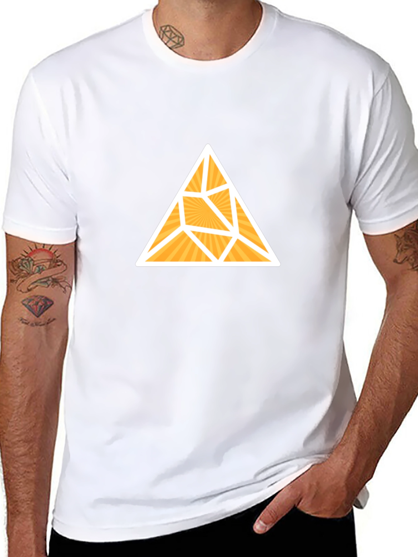 Geometric Triangle Graphic Tee - Stylish Black T-Shirt