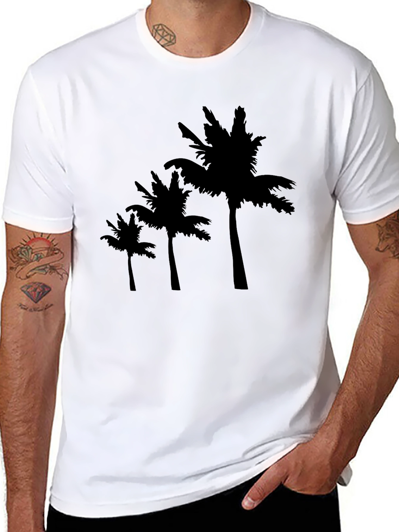Black Palm Tree Graphic Tee - Tropical Style