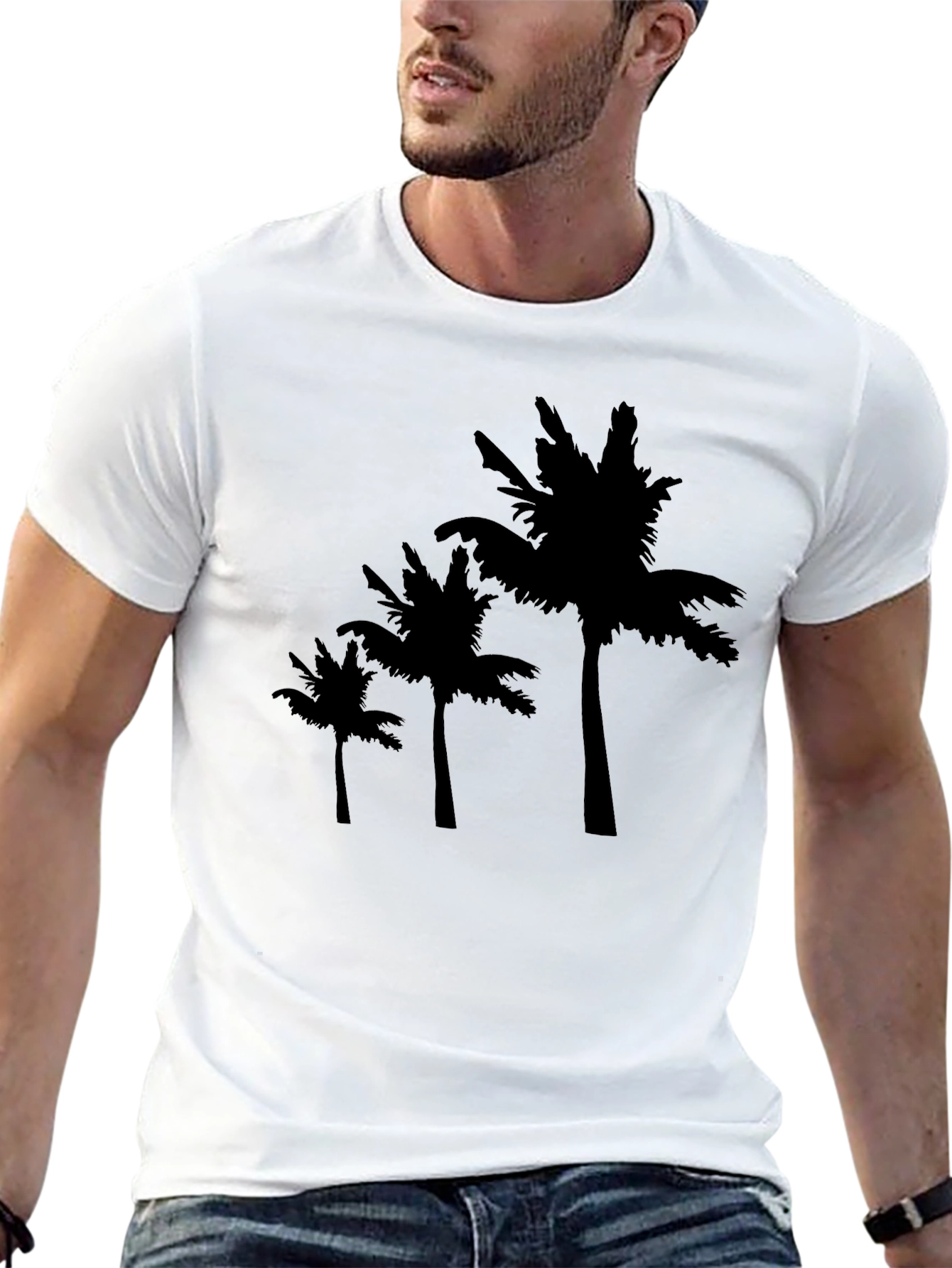 Black Palm Tree Graphic Tee - Tropical Style