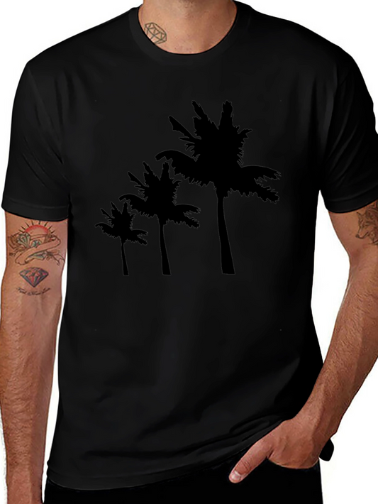 Black Palm Tree Graphic Tee - Tropical Style