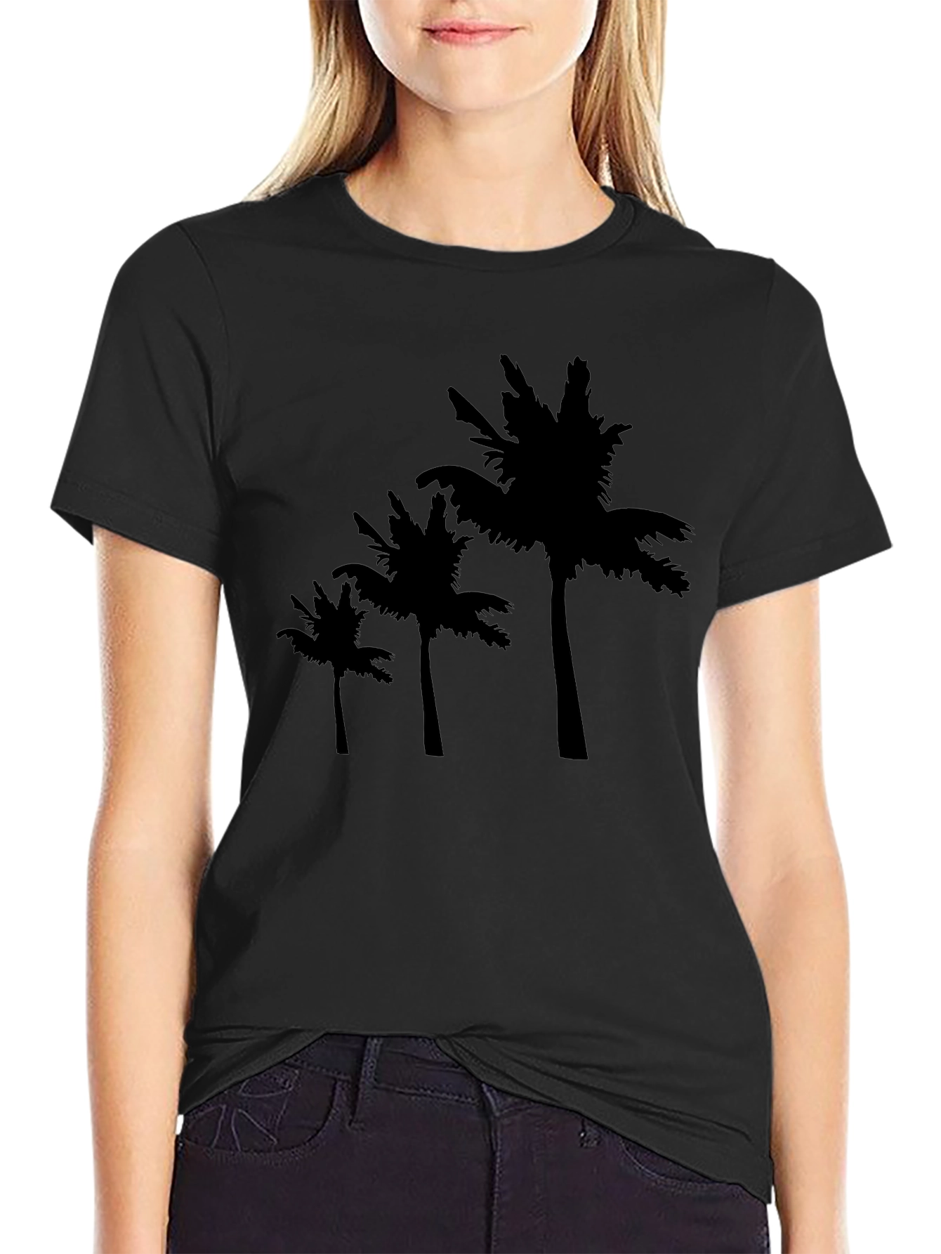 Black Palm Tree Graphic Tee - Tropical Style