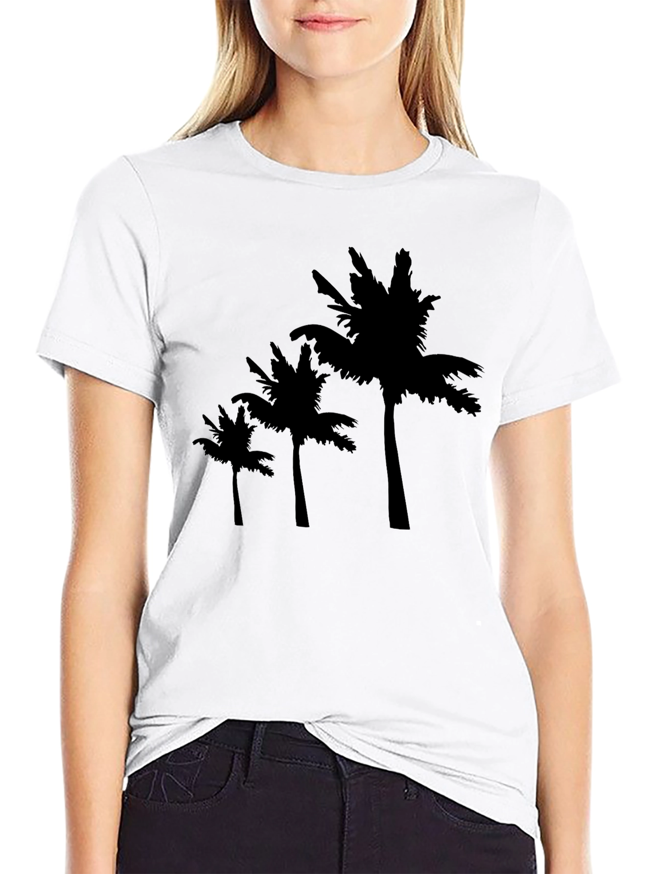 Black Palm Tree Graphic Tee - Tropical Style