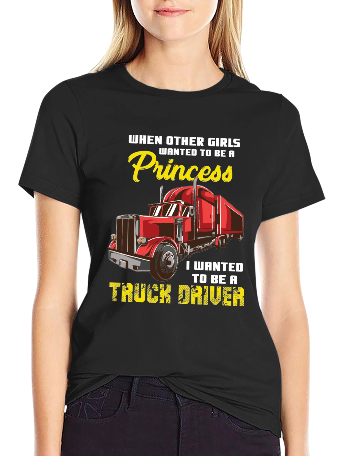 Truck Driver T-Shirt - Princess vs. Trucker Girl