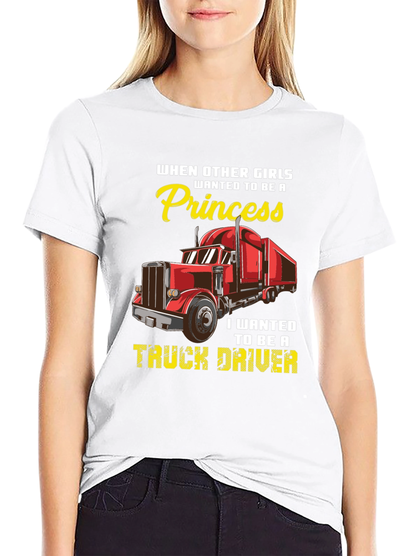 Truck Driver T-Shirt - Princess vs. Trucker Girl
