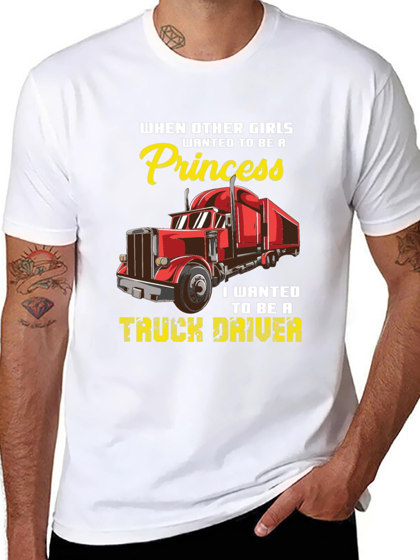 Truck Driver T-Shirt - Princess vs. Trucker Girl