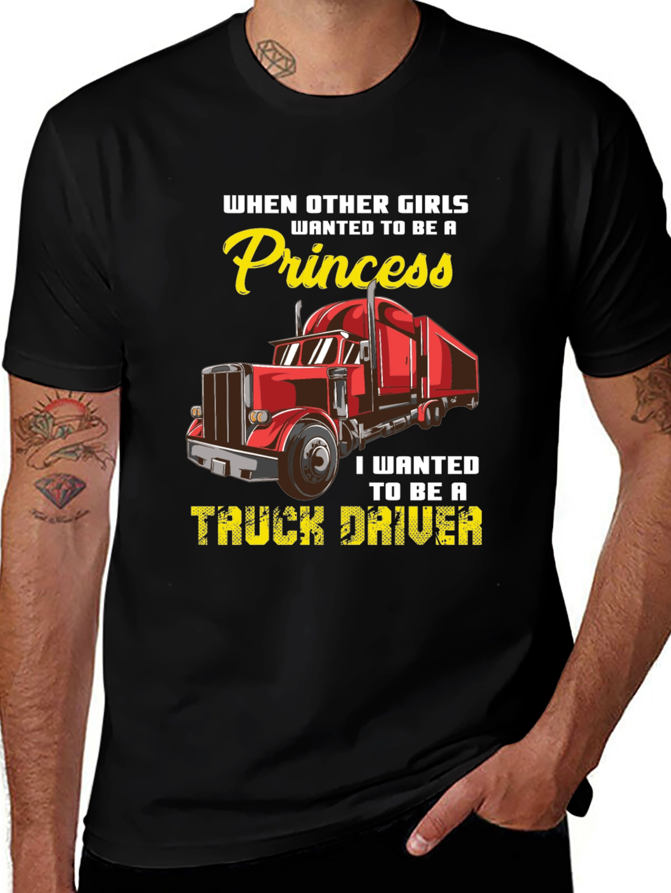 Truck Driver T-Shirt - Princess vs. Trucker Girl
