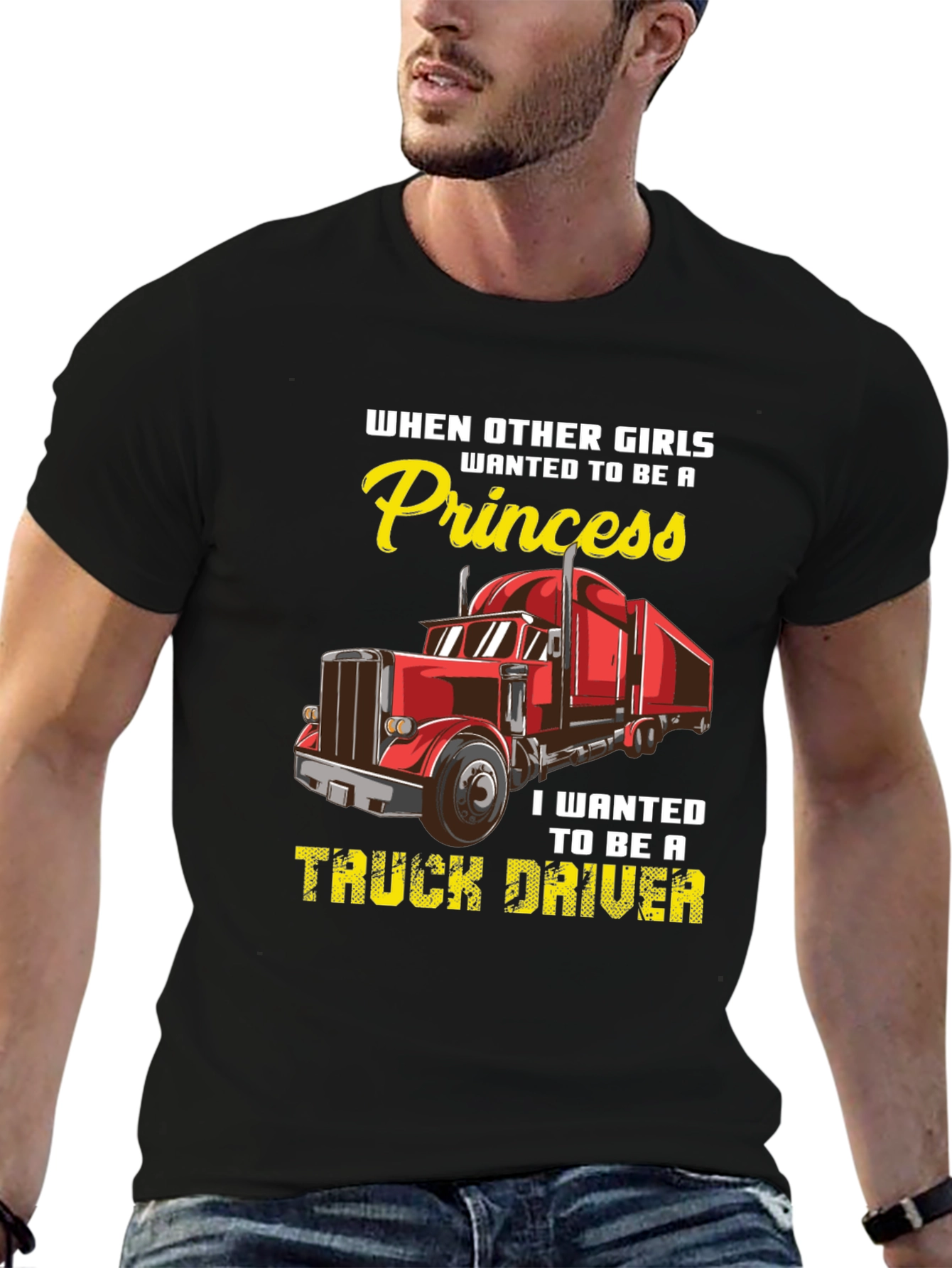 Truck Driver T-Shirt - Princess vs. Trucker Girl
