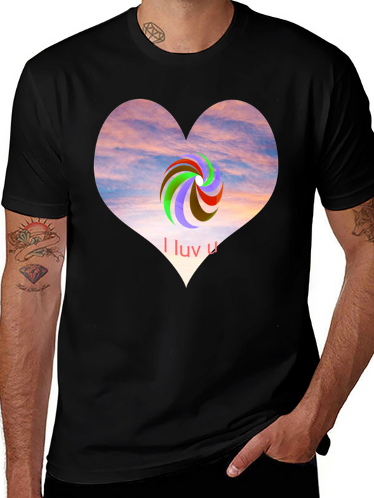 I Luv U Heart Graphic Tee - Casual Style