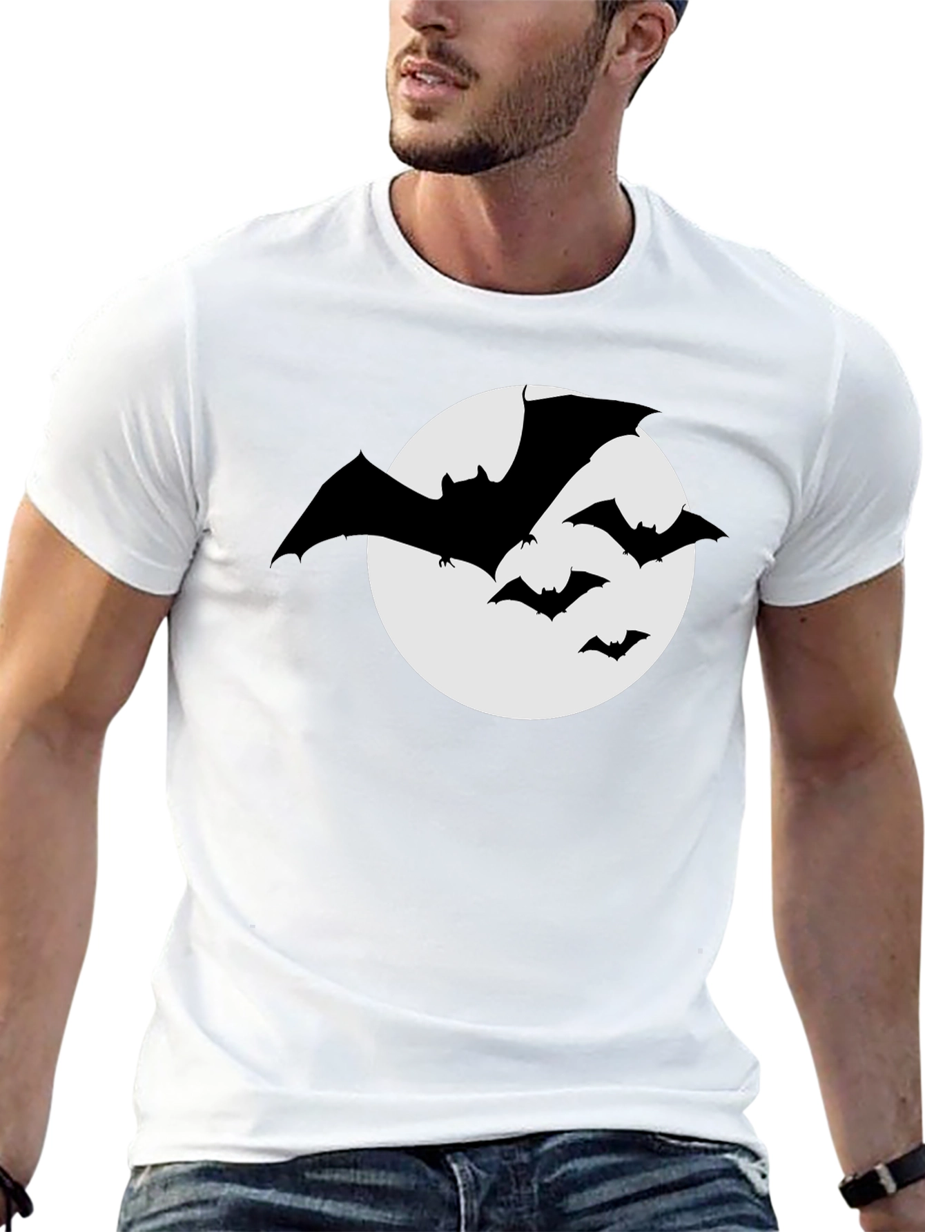 Bat Silhouette Moon Graphic T-Shirt