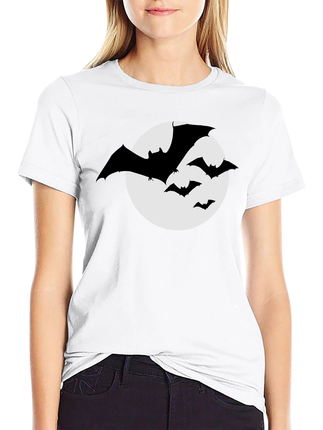 Bat Silhouette Moon Graphic T-Shirt