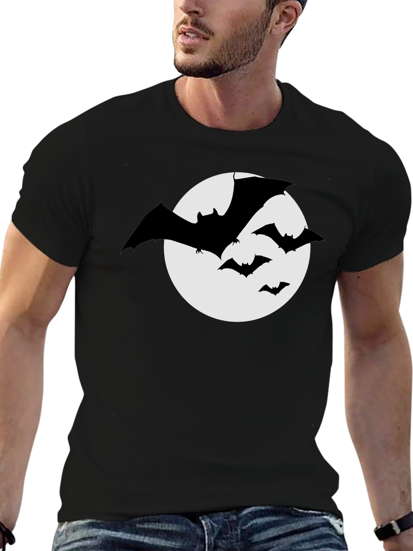 Bat Silhouette Moon Graphic T-Shirt