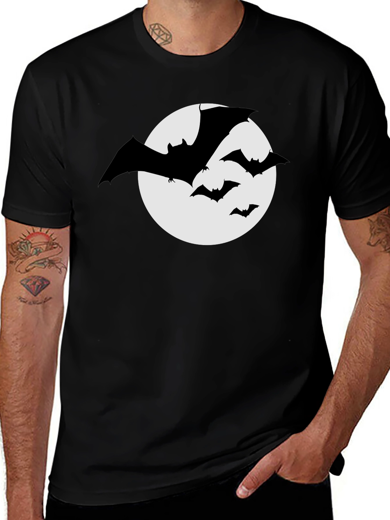 Bat Silhouette Moon Graphic T-Shirt