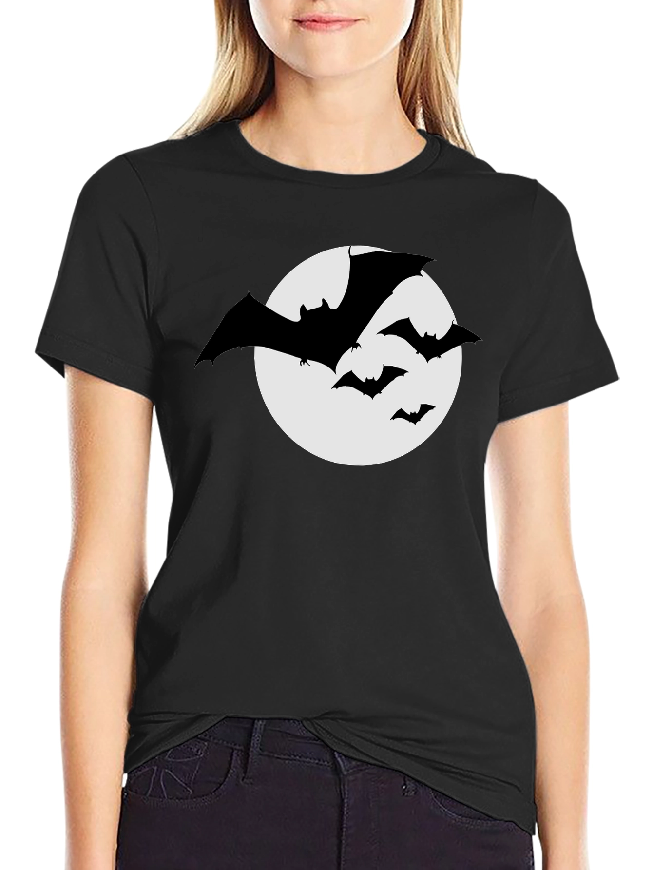 Bat Silhouette Moon Graphic T-Shirt