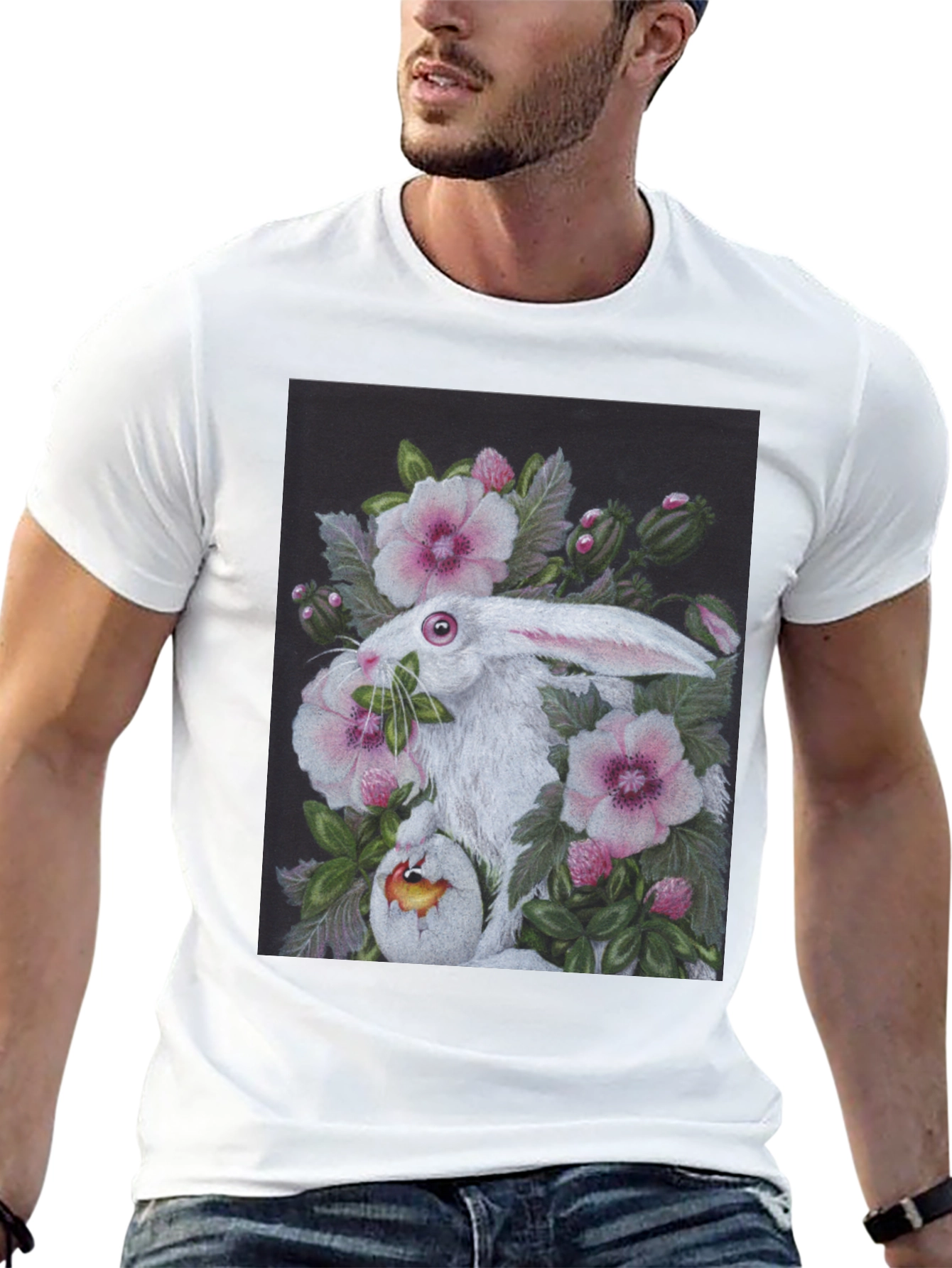 Floral Rabbit T-Shirt - Unique Easter Design