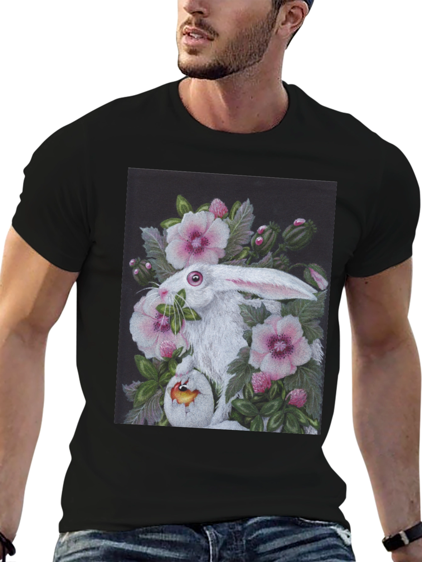Floral Rabbit T-Shirt - Unique Easter Design