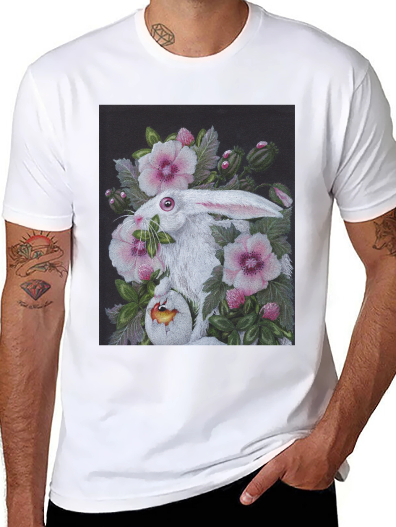 Floral Rabbit T-Shirt - Unique Easter Design
