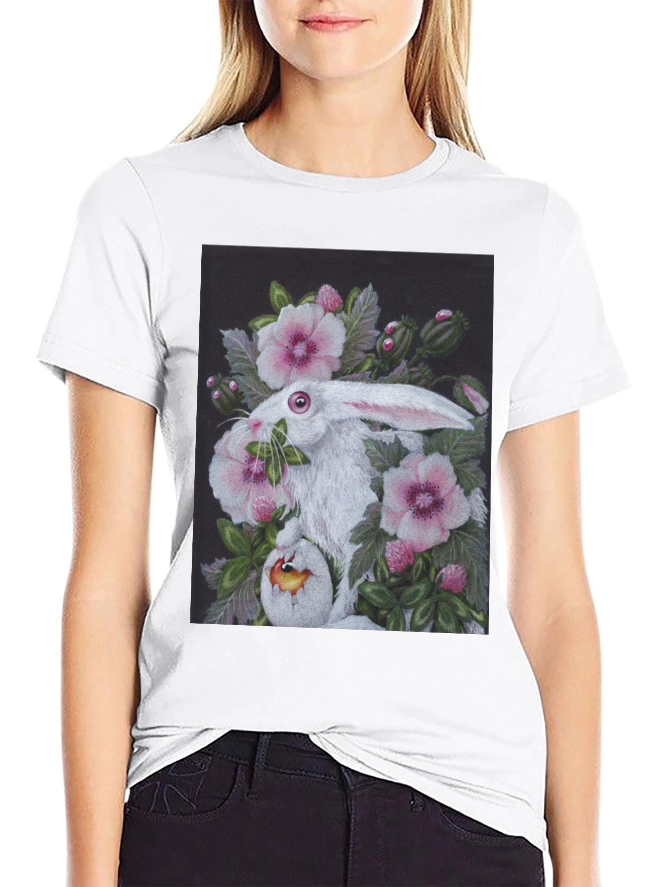 Floral Rabbit T-Shirt - Unique Easter Design